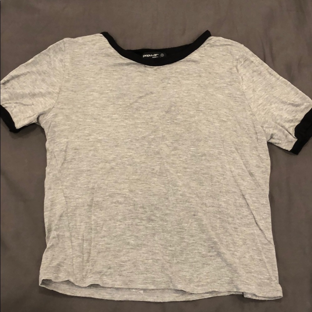 Papaya Gray Ringer Tee